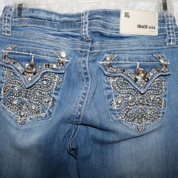 Grace in La jeans 3/25 lots of sparkle and bling! bootcut style - Picture 4 of 7
